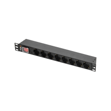 TLK-RSC08-MTF-01-BK 8 гнезд Schuko, 10 A, горизонтальный, алюминиевый корпус