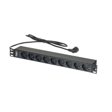 TLK-RSC09-M-04-BK 9 гнезд Schuko, 16 A, горизонтальный, алюминиевый корпус