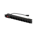 TLK-RS08P2-BK 8 гнезд с фильтром, 10А, c шнуром питания с разъемом IEC 60320 C14, пластиковый корпус