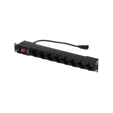 TLK-RS08P2-BK 8 гнезд с фильтром, 10А, c шнуром питания с разъемом IEC 60320 C14, пластиковый корпус